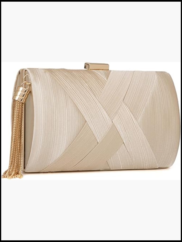 Elegant Satin Evening Clutch Purse With Chain Strap Formal Wedding Handbag